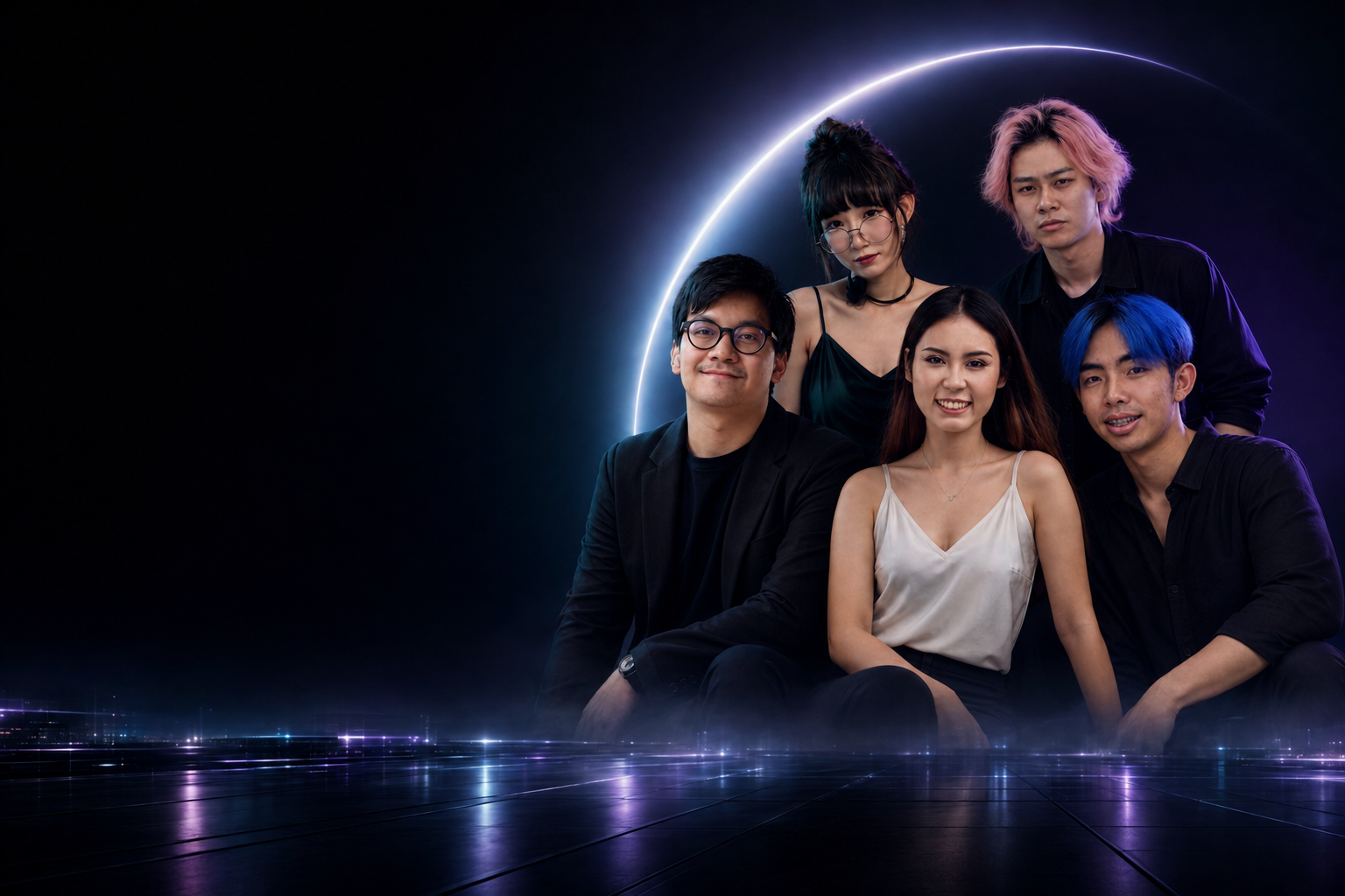 ภาพประกอบกลุ่มครีเอเตอร์ MOONMATE ในฉากโลกอนาคต